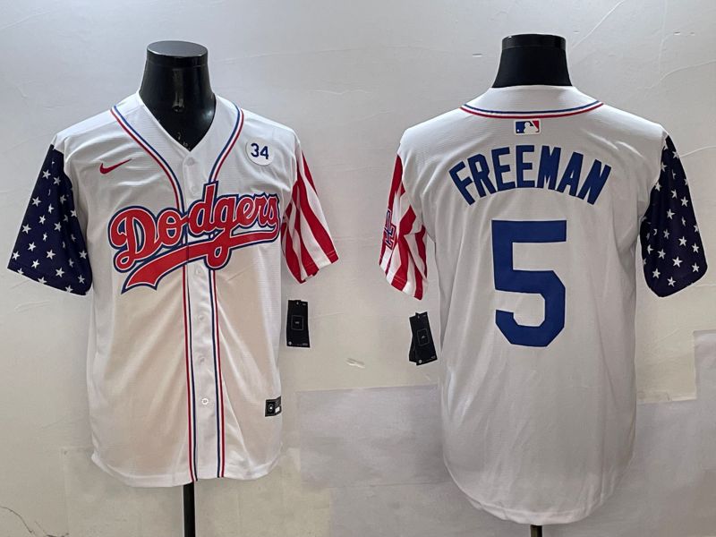 Men Los Angeles Dodgers #5 Freeman White a generation of national flags Joint name 2025 Nike MLB Jersey style 6->los angeles dodgers->MLB Jersey